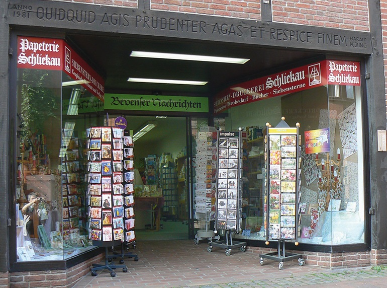 Ladeneingang zur Papeterie Lüneburger Straße 26